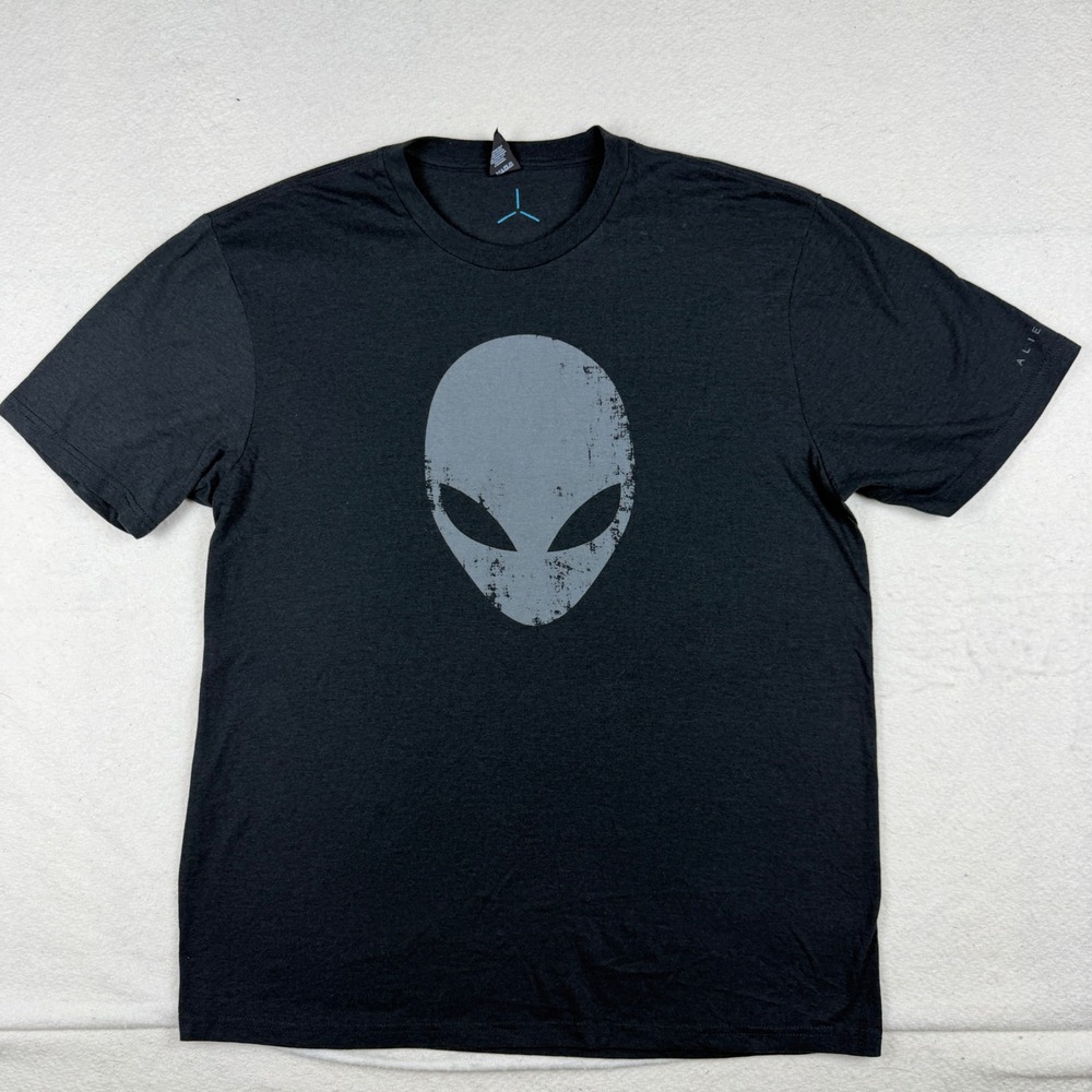 Alienware Gaming T-Shirt Mens Large Black Distressed Alien Head District Made